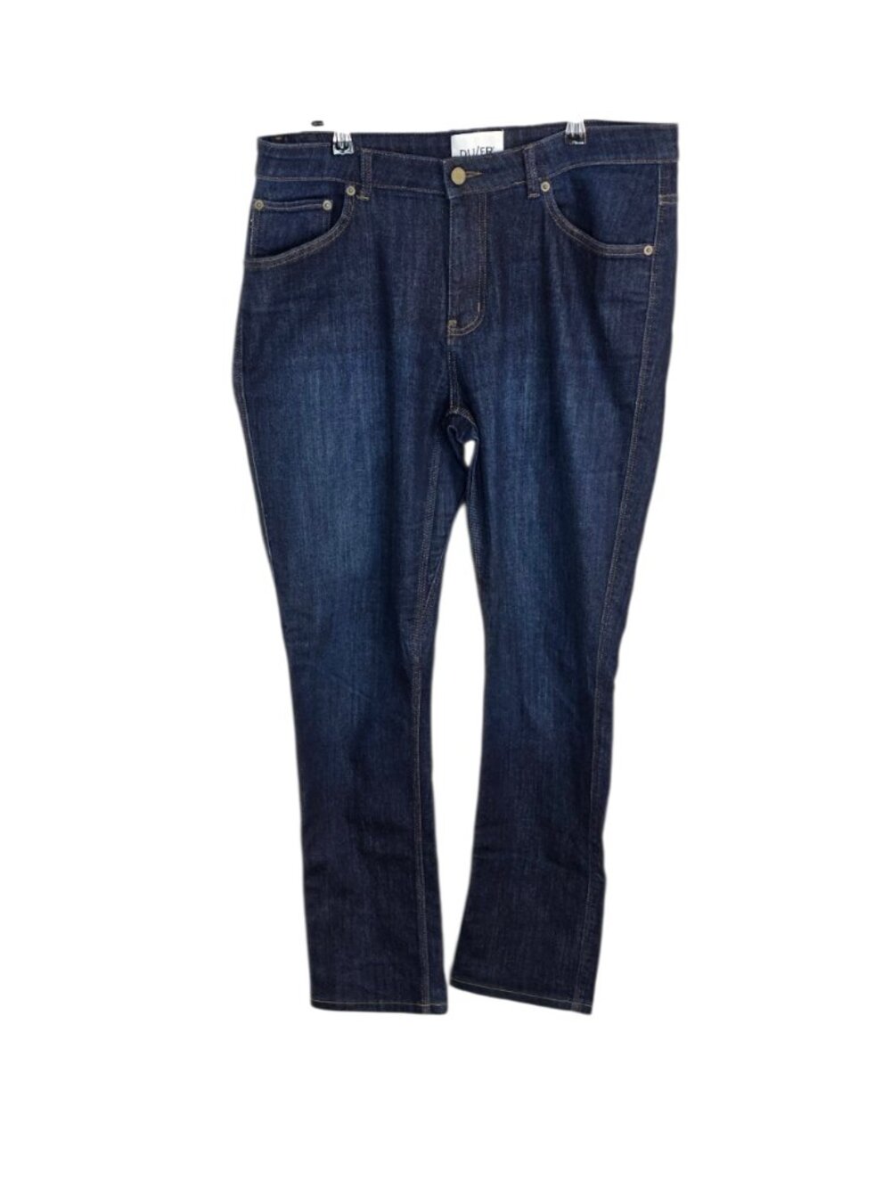 DU/ER Womens Performance Mid Rise Slim Straight Jeans, Blue, Size 31
